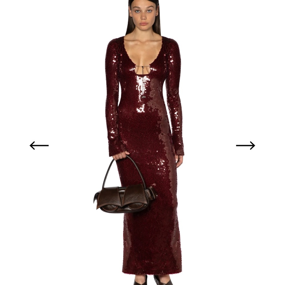16 Arlington SOLARIA MIDI DRESS IN OXBLOOD SEQUIN